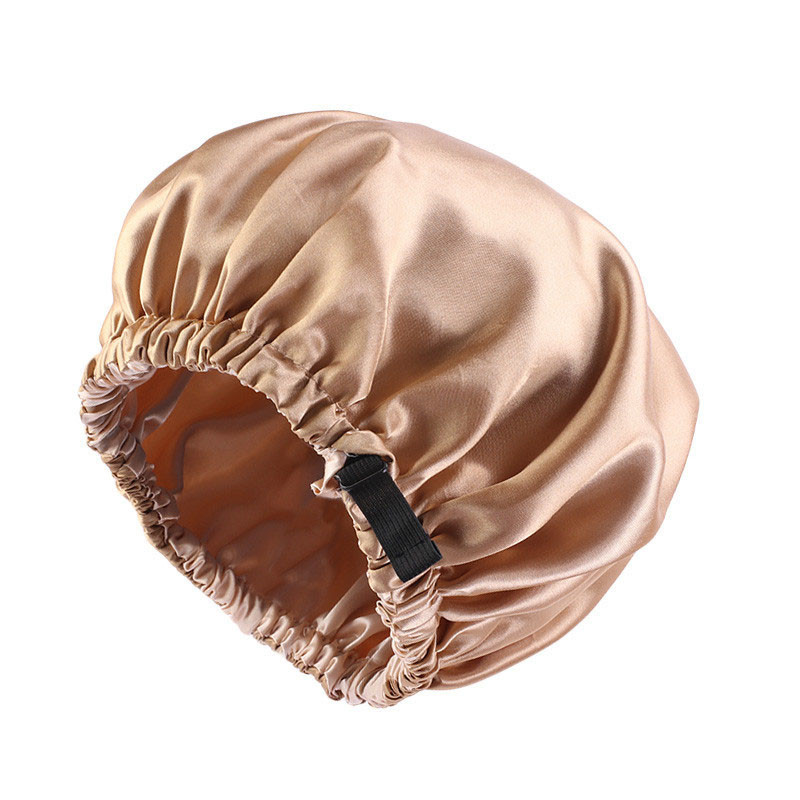 Satin Nightcap Invisible Flat Adjustable Buckle Artificial Silk Double Layer round Cap Shower Cap Beauty Hair Hat - 图片 8