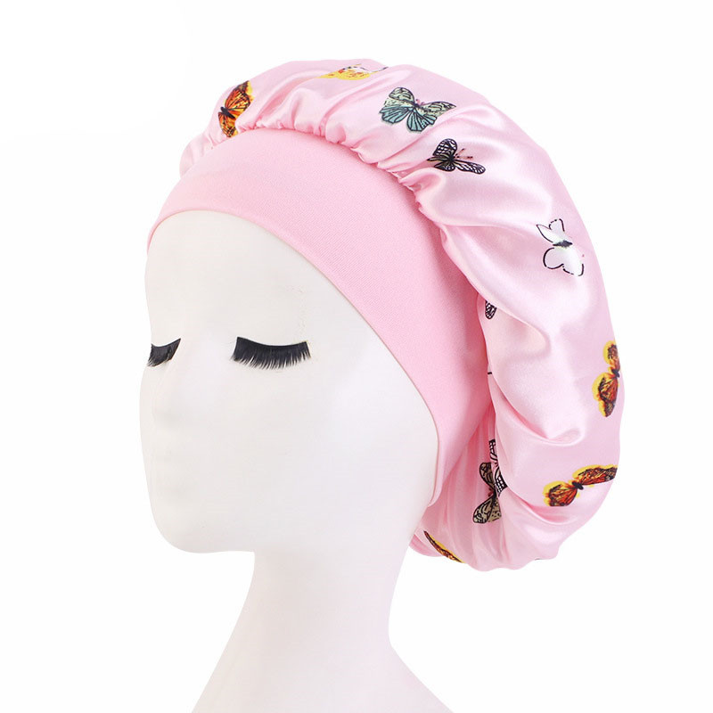 Pansy Type Satin Wide Brim Nightcap Shower Cap Beauty and Hairdressing Hat - 图片 15