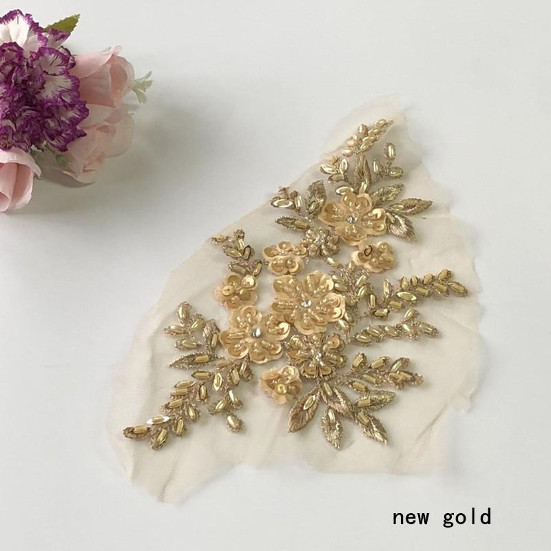 Beads Three-Dimensional Flower Mesh Embroidered Cloth Stickers Lace Patch Wedding Dress Hanfu Decoration Accessories Diy - 图片 12