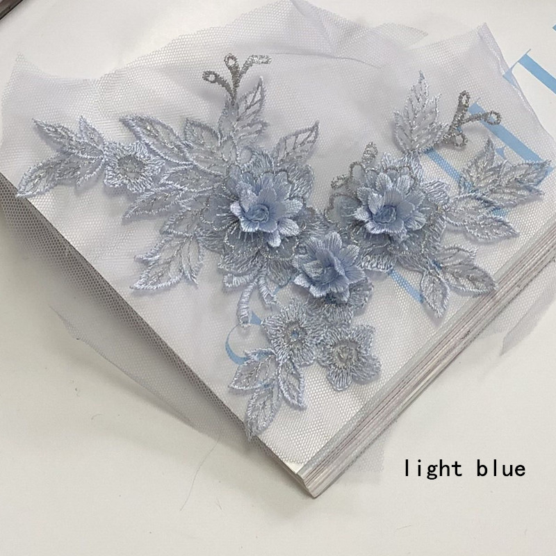 Three-Dimensional Flower Mesh Embroidered Cloth Stickers Lace Patch Wedding Dress Clothing Ornaments Accessories Hand Sewing Diy - 图片 15