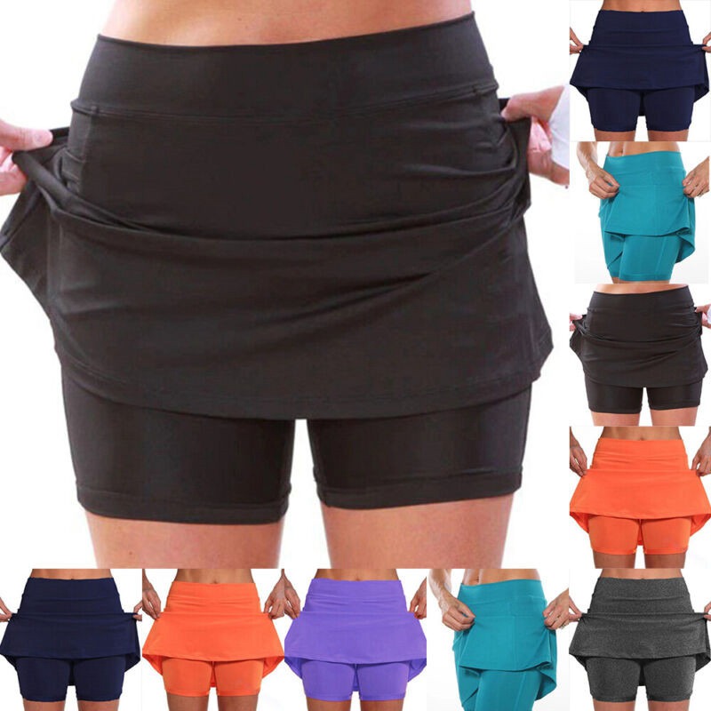 Plus Size Women Sports Skort Ladies Yoga Gym Running Shorts Mini Skirt Dress - 图片 6