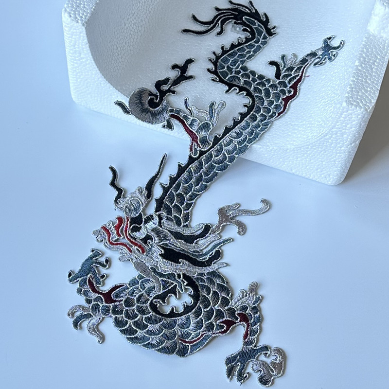 Blue Embroidered Dragon Cloth Sticker Cheongsam Denim Wear Skirt Decorative Patch Laminate Hand-Stitched without Adhesive - 图片 9