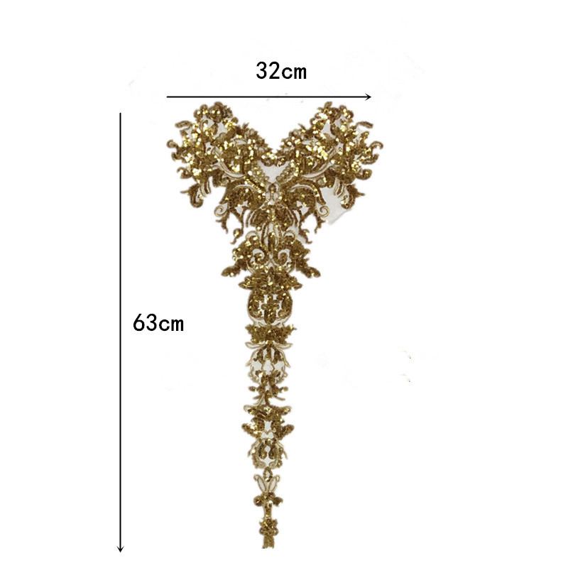 Golden Sequin Gauze Embroidered Flower Cloth Sticker Clothes Skirt Decorative Large Patch Accessories Large Diy - Image 4