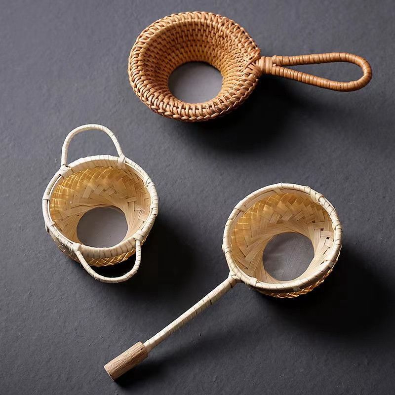 1Pc Retro Japanese-style Bamboo Rattan Tea Infuser Strainer Tea Filter Reusable Mesh Tea Leak with Handle Kitchen Accessories - 图片 5