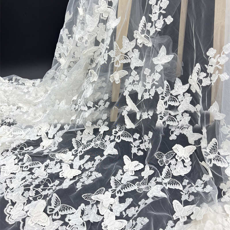 Unilateral Milk Silk 3D Butterfly Lace Mesh Three-Dimensional Embroidery Fabric Lace - 图片 6