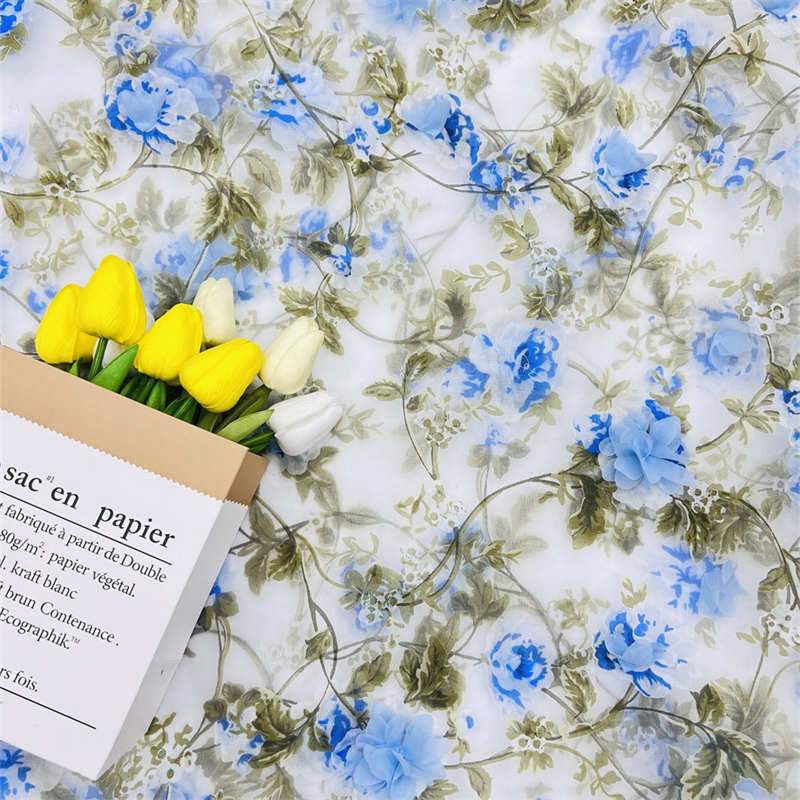 3D Handmade Flower Fabric Organza Printing Branch Embroidered Fabric Lace DIY Fabric - 图片 11