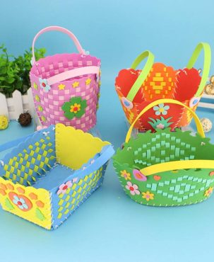 EVA Handmade Woven Paste Basket Childen Toy DIY Handicrafts Girl Gifts Sticky Kindergarten Material Kids Crafts Toys