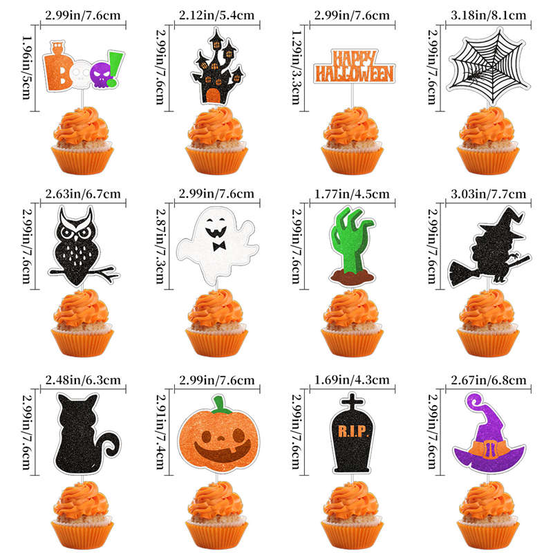 Halloween Hanging Flag Balloon Set Ghost Wizard Cake Inserting Card Bat Death Spiral Ornaments - Image 11