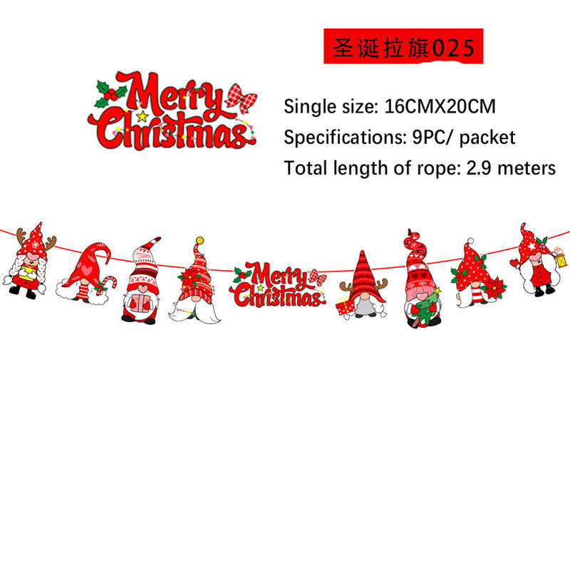 2PC Christmas Decor Christmas Hanging Flag Hanging Decor Holiday Banner Party Decor Paper Cartoon - Image 30