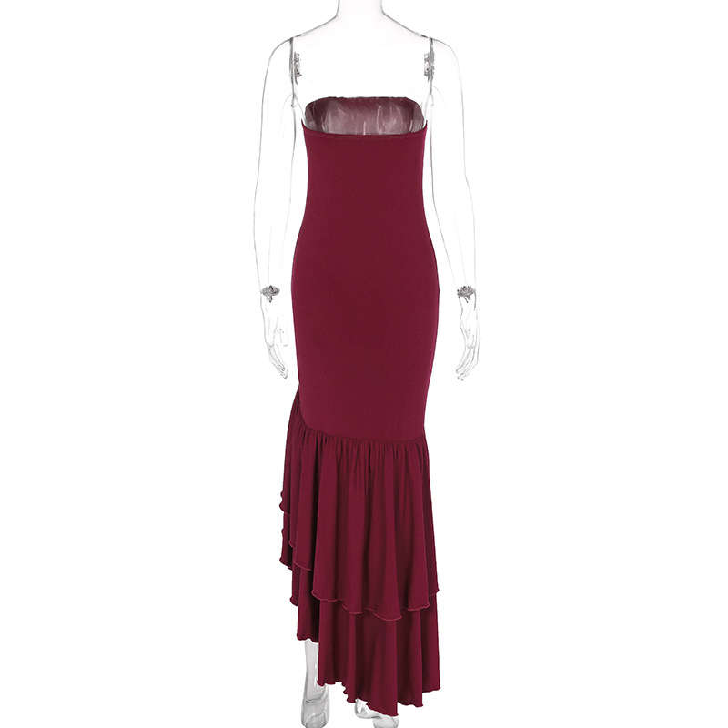 Women's Clothing Fashion Sexy off-the-Shoulder Tube Top Irregular Temperament Dress - 图片 19
