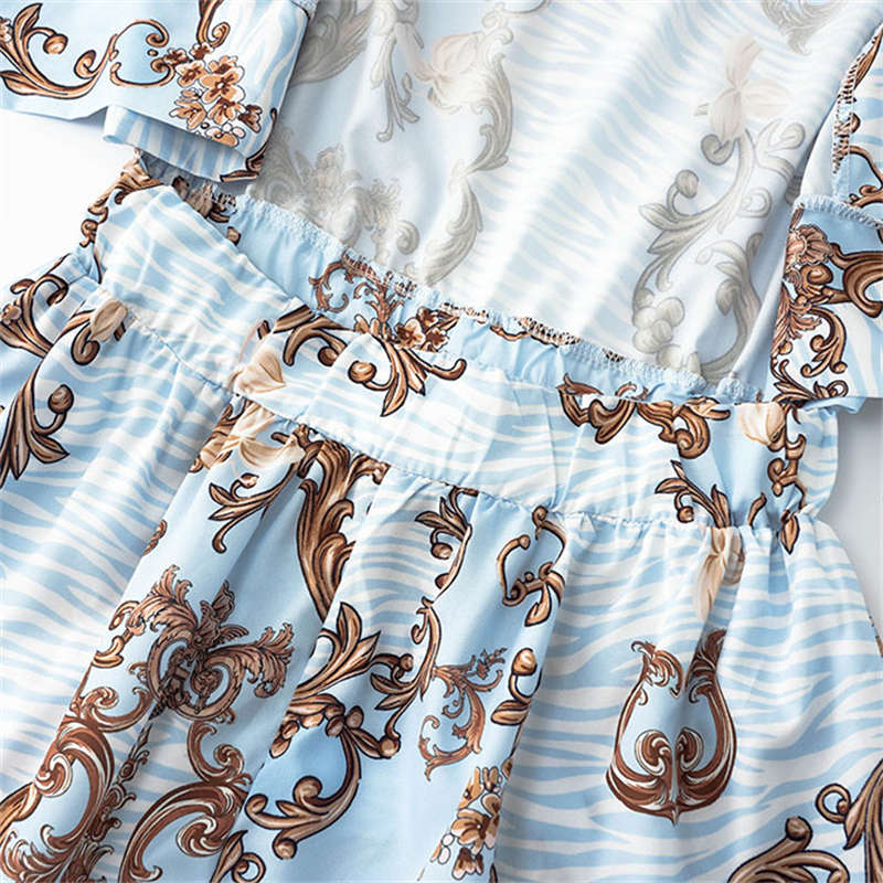 Women's Clothing Printing Long Sleeve Shorts V-neck Jumpsuit Fashion - Image 26