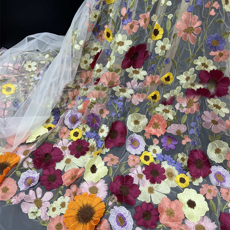 Flower Three-Dimensional Mesh Lace Embroidery Fabric DIY Evening Dress Fabric Lace - 图片 4