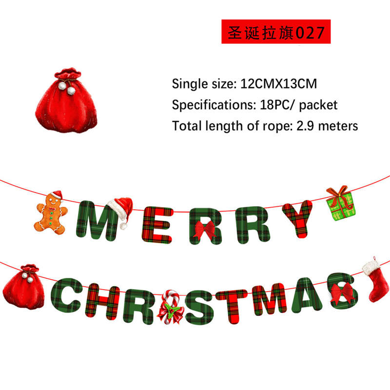 2PC Christmas Decor Christmas Hanging Flag Hanging Decor Holiday Banner Party Decor Paper Cartoon - Image 32