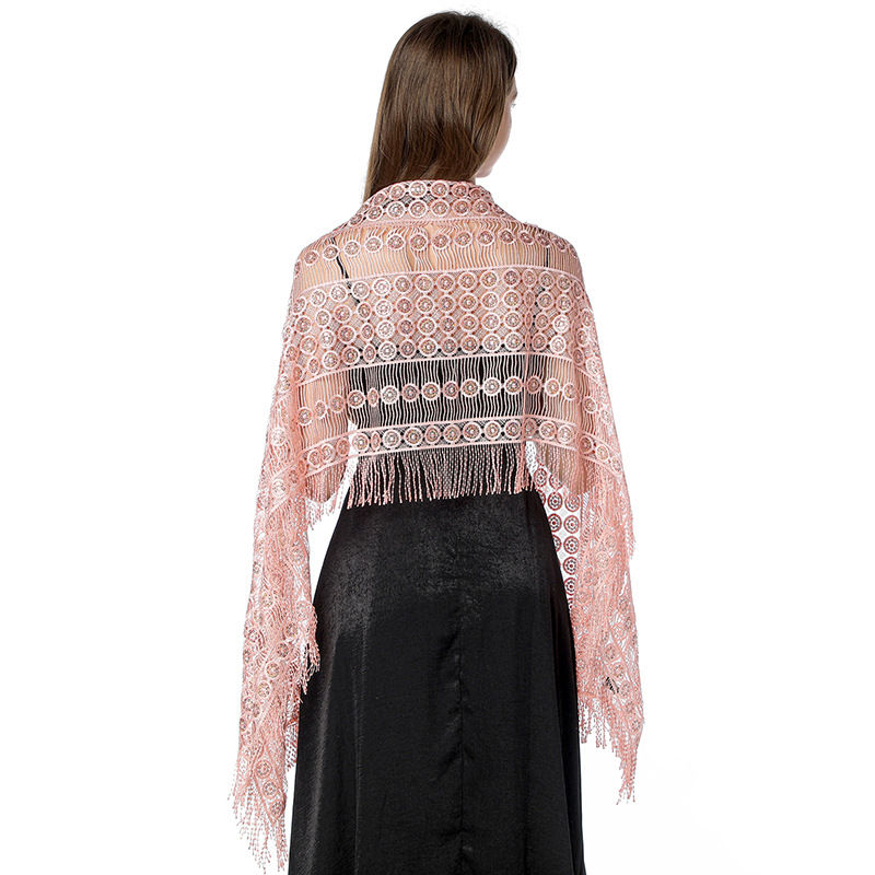 Water-Soluble Sequined Embroidered Shawl Three-Side Tassel Dress Shawl Dinner Cape Women - 图片 13