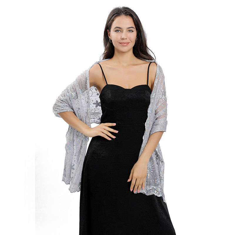 Star Moon Embroidered Shawl Dress Evening Gown Cheongsam Outerwear Shawl Women - Image 14