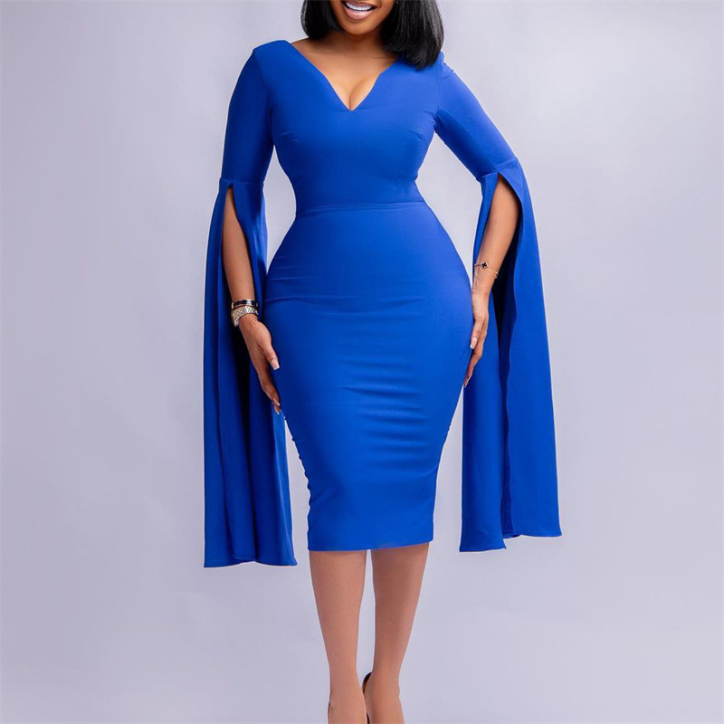 Women's Clothing V-neck Fashion Temperament Pencil Skirt Supply Dress - Image 27