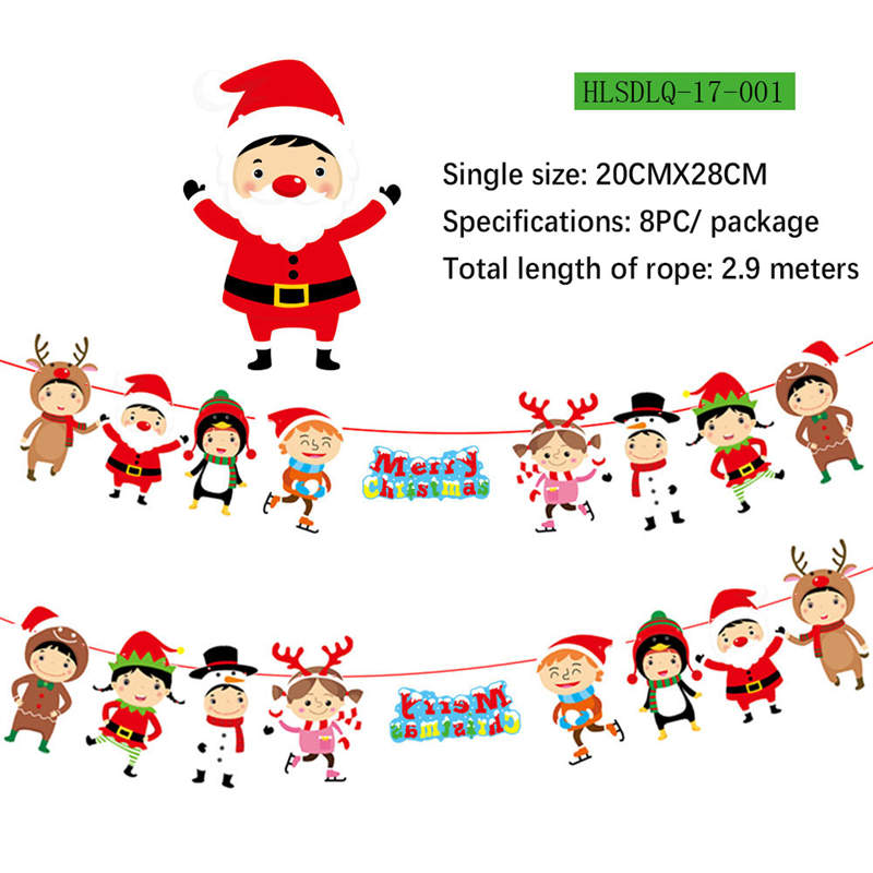 2PC Christmas Decor Christmas Hanging Flag Hanging Decor Holiday Banner Party Decor Paper Cartoon - Image 34