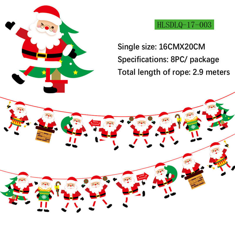 2PC Christmas Decor Christmas Hanging Flag Hanging Decor Holiday Banner Party Decor Paper Cartoon - Image 35