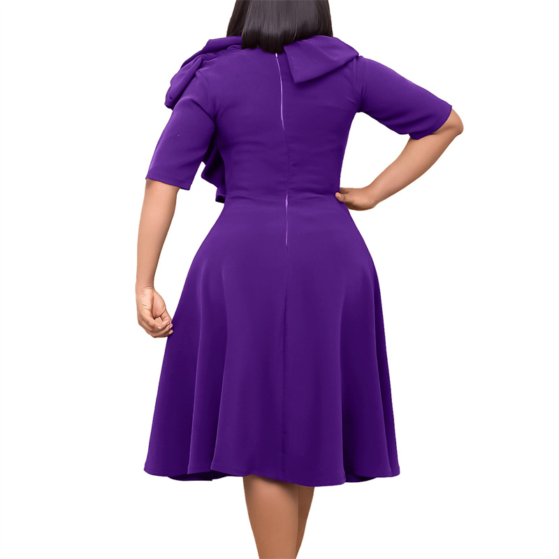 Women's Clothing Fashion Elegant Solid Color Large Swing Skirt Ruffled Dress - 图片 28
