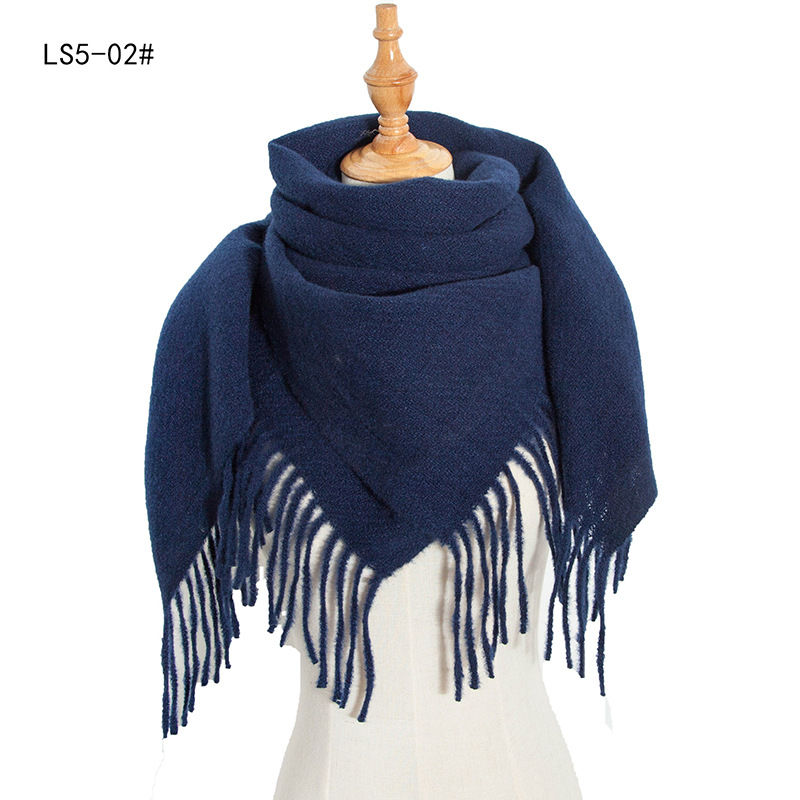 Polyester Thorn Long Tassel Plaid Square Scarf Shawl Keep Warm Fashion Women - 图片 11