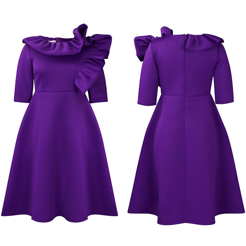 Women's Clothing Fashion Elegant Solid Color Large Swing Skirt Ruffled Dress - 图片 29