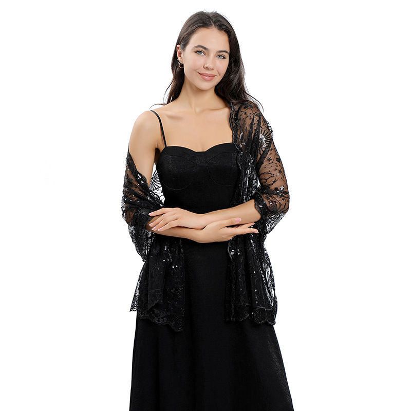 Star Moon Embroidered Shawl Dress Evening Gown Cheongsam Outerwear Shawl Women - Image 17