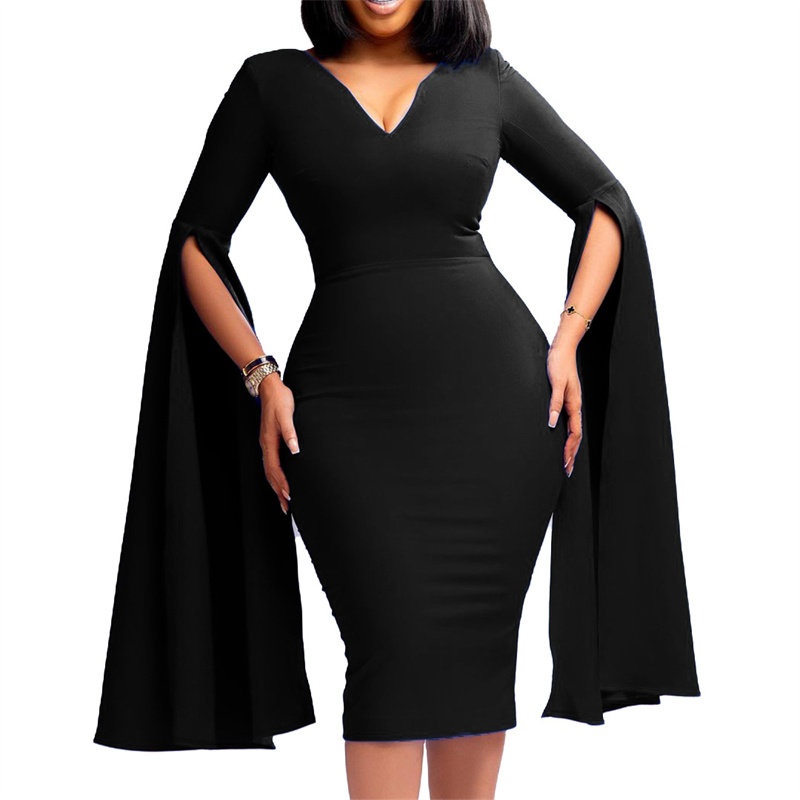 Women's Clothing V-neck Fashion Temperament Pencil Skirt Supply Dress - Image 30