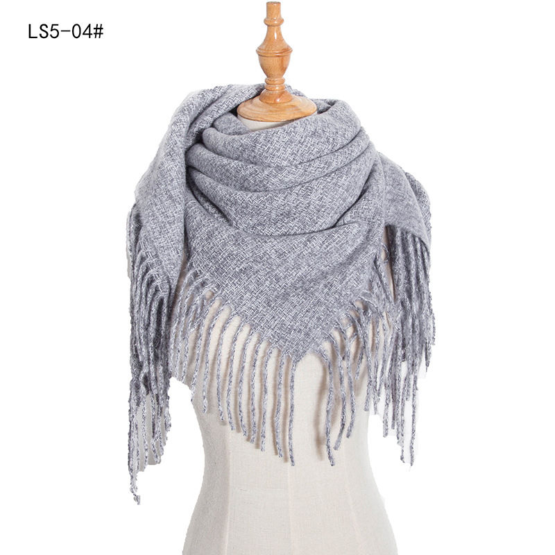 Polyester Thorn Long Tassel Plaid Square Scarf Shawl Keep Warm Fashion Women - 图片 12