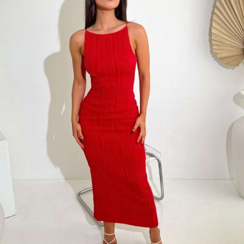 Summer Fashion Three-Dimensional Line Sexy Sling Slim Fit Dress Women's Clothing - 图片 4
