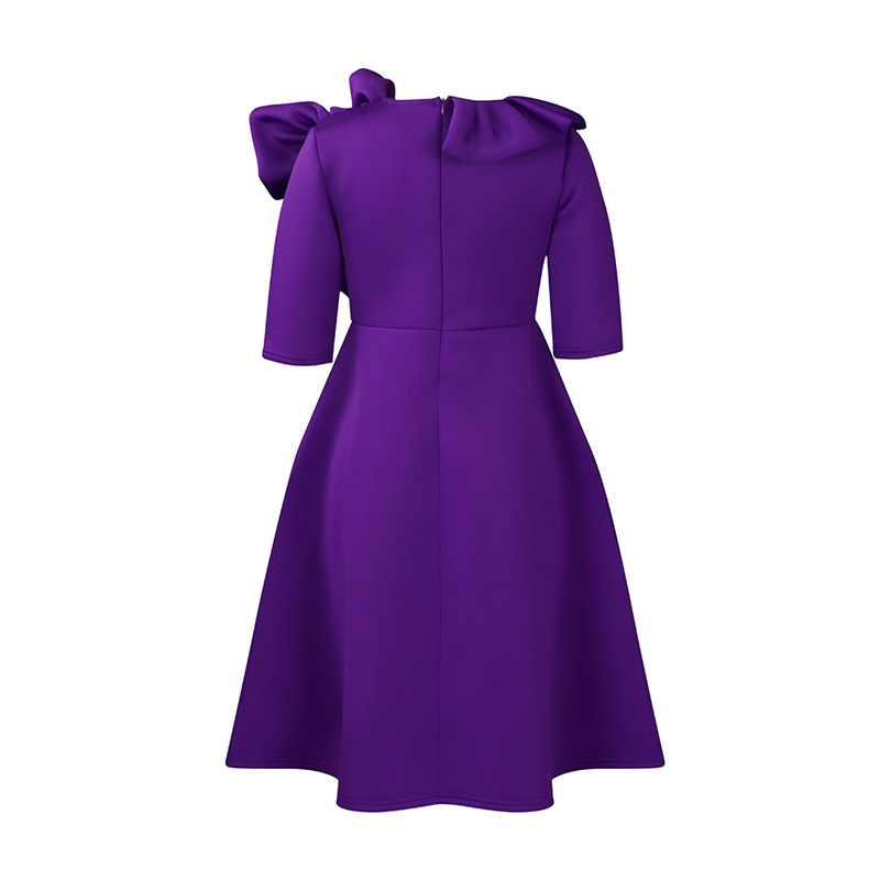Women's Clothing Fashion Elegant Solid Color Large Swing Skirt Ruffled Dress - 图片 31