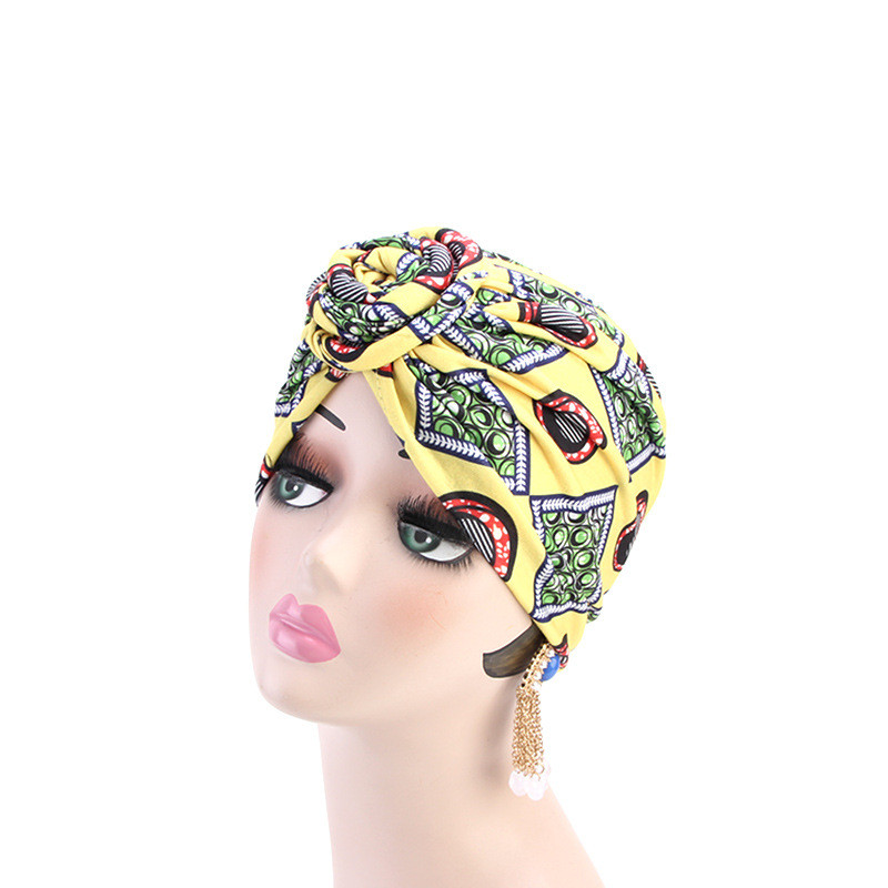 African Wind Vortex Knotted Turban Hat Fashion Hat Muslim Hat Baotou Cap Chemo Cap - 图片 15
