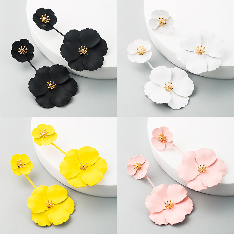 Fashion Sweet Exaggerated Inlaid Dual-Use Earrings European and American Bohemian Style Alloy Flower Long Earrings - Image 16