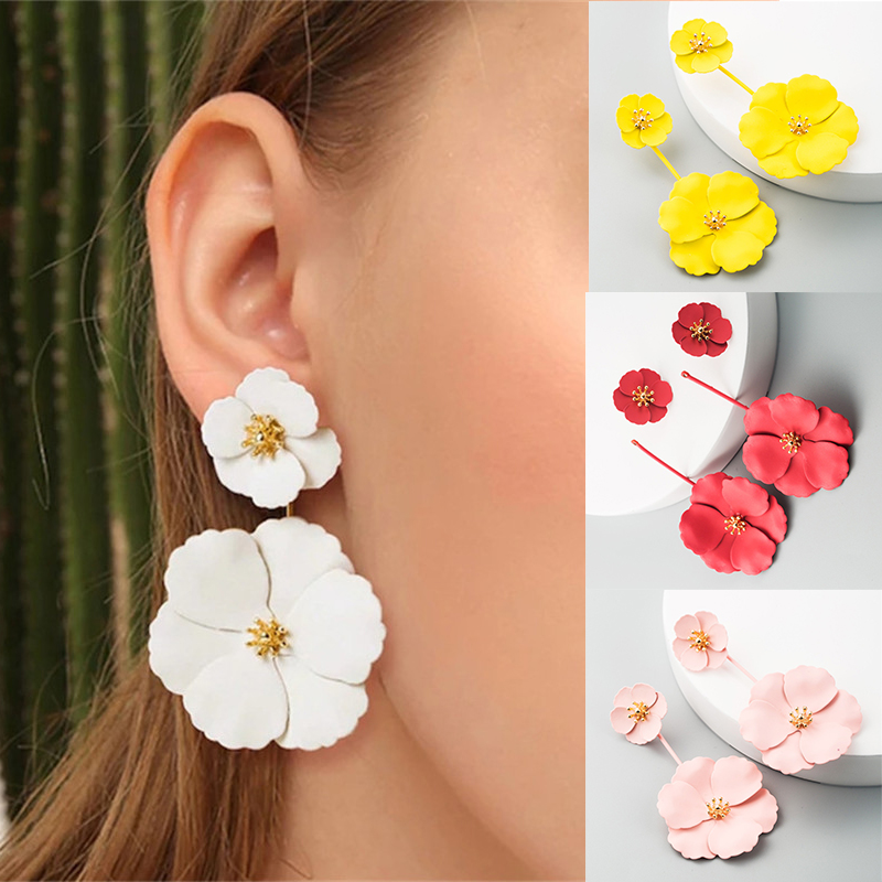 Fashion Sweet Exaggerated Inlaid Dual-Use Earrings European and American Bohemian Style Alloy Flower Long Earrings - Image 13