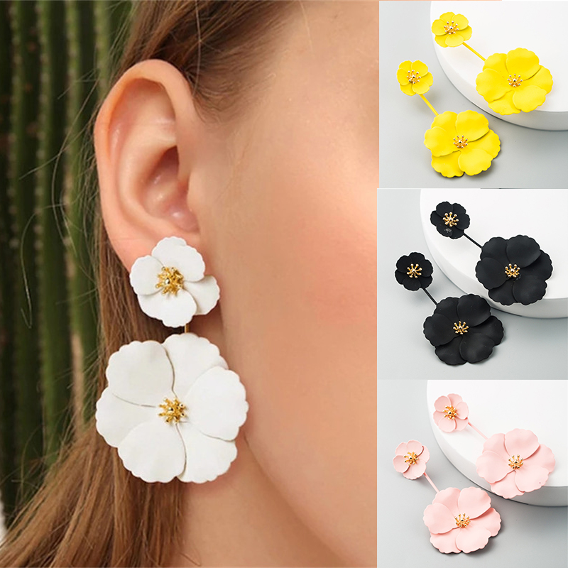 Fashion Sweet Exaggerated Inlaid Dual-Use Earrings European and American Bohemian Style Alloy Flower Long Earrings - Image 14