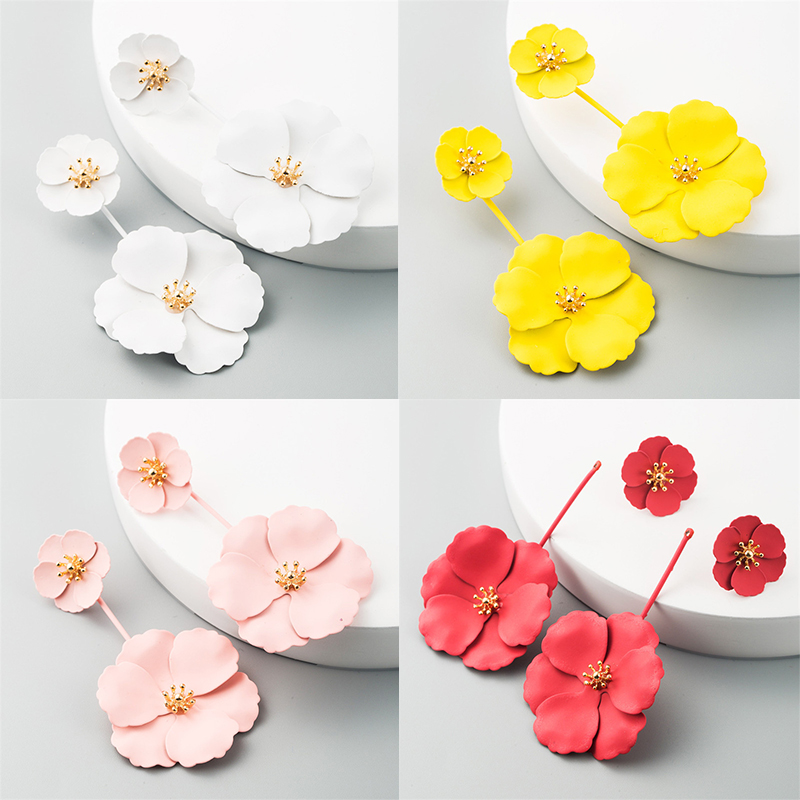 Fashion Sweet Exaggerated Inlaid Dual-Use Earrings European and American Bohemian Style Alloy Flower Long Earrings - Image 10