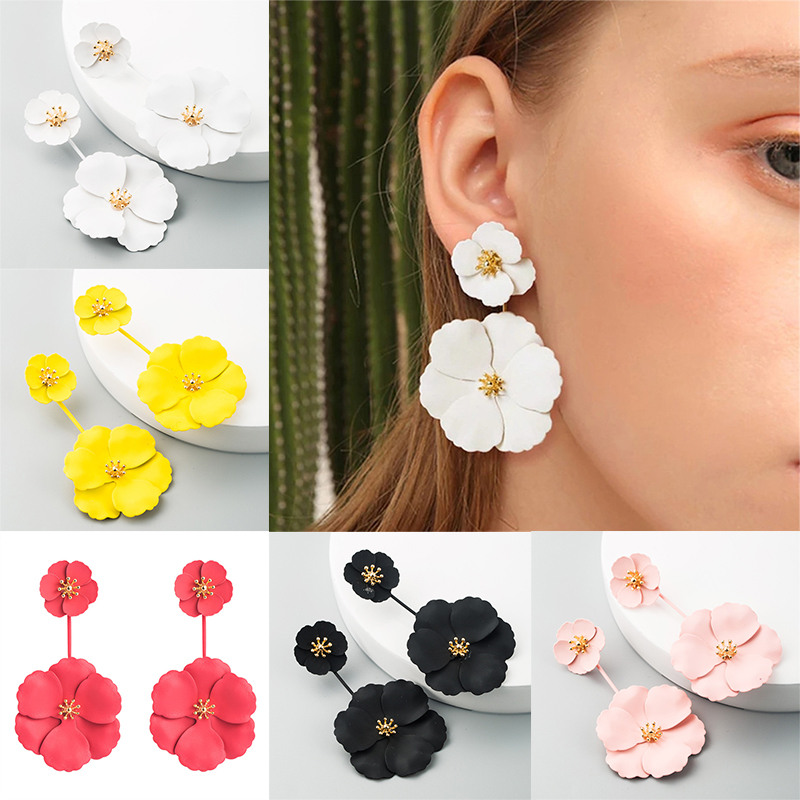 Fashion Sweet Exaggerated Inlaid Dual-Use Earrings European and American Bohemian Style Alloy Flower Long Earrings - Image 15