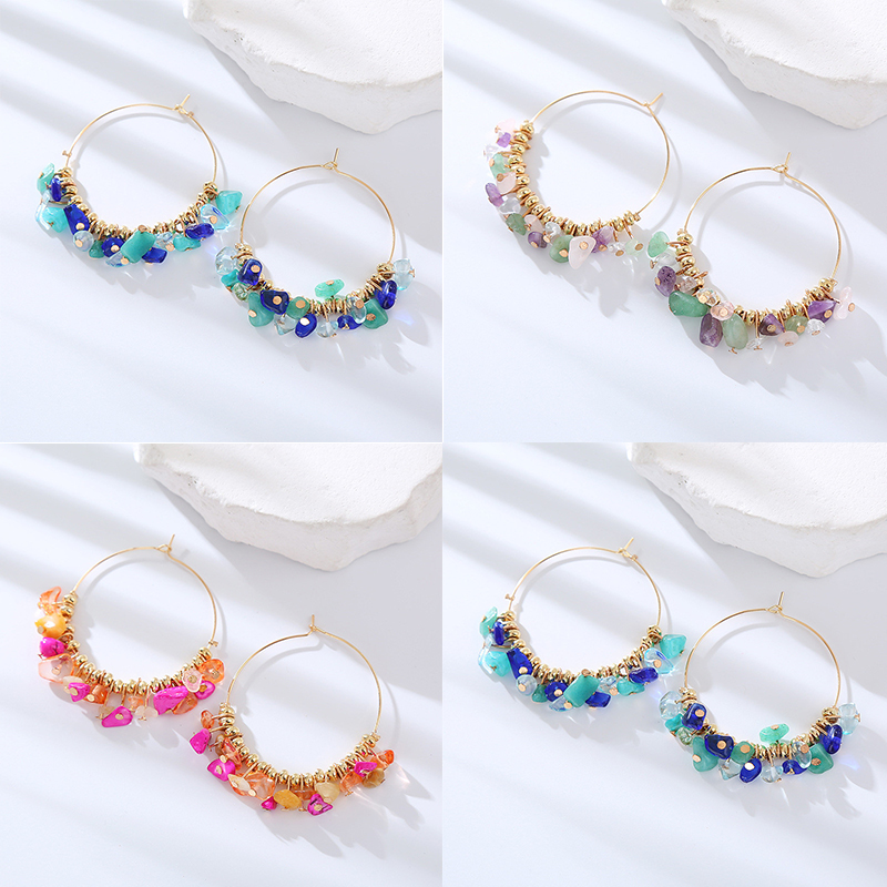 Retro Bohemian Ethnic Style Earrings Female Holiday Elegant Earrings Geometric Irregular Resin - Image 7