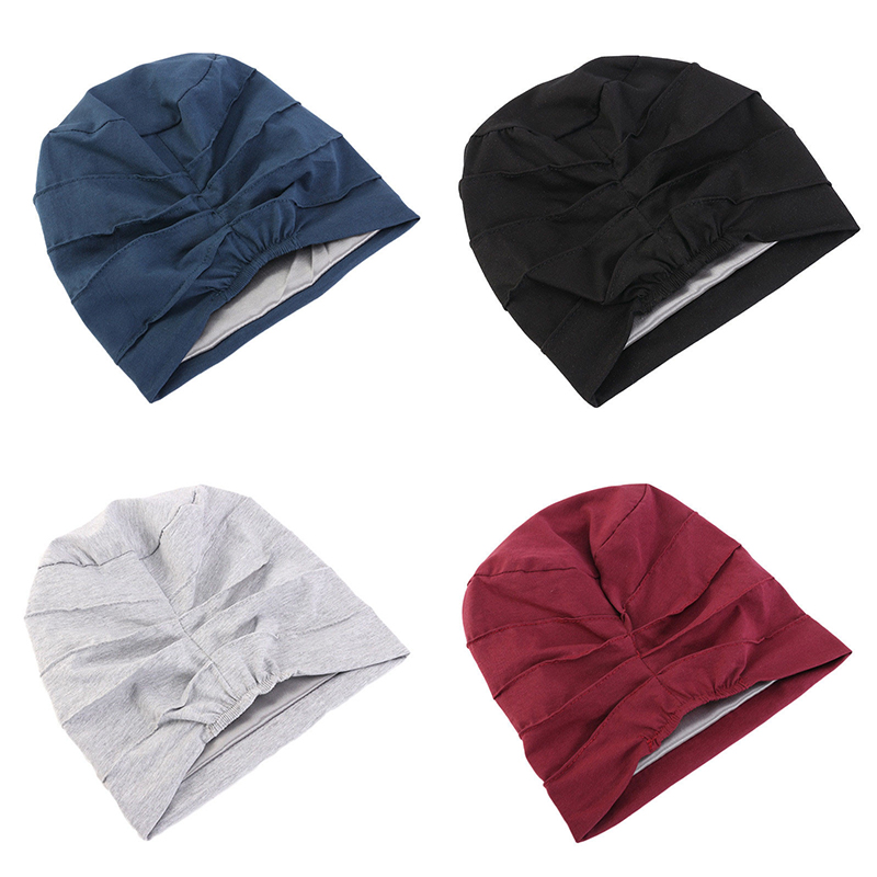 Double-Layer Satin Lined Chemotherapy Cap Women's Pullover Cap Nightcap Cotton Confinement Cap - 图片 15
