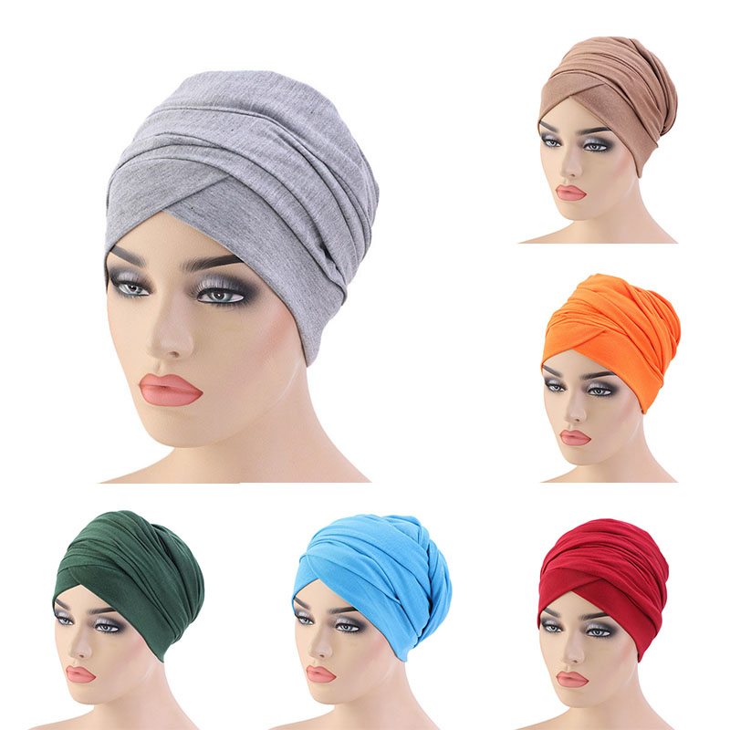 Stretch Cotton Long Tail Wrap Cap Scarf Hat Indian Hat Length End Cap - 图片 12
