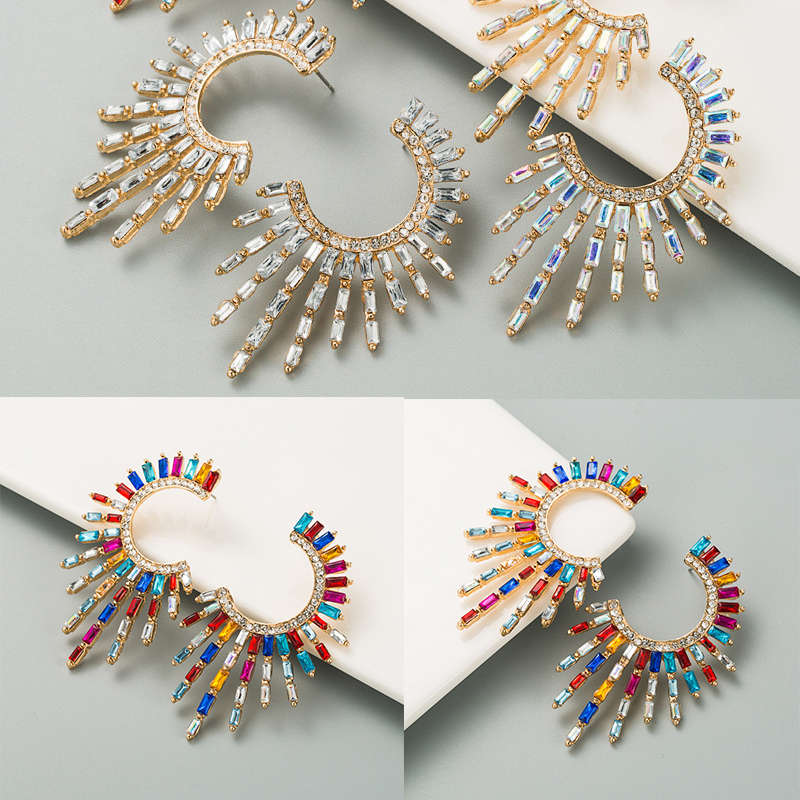 Alloy Diamond Rhinestone Full Diamond Earrings Female Graceful Earrings Bohemian - Image 12