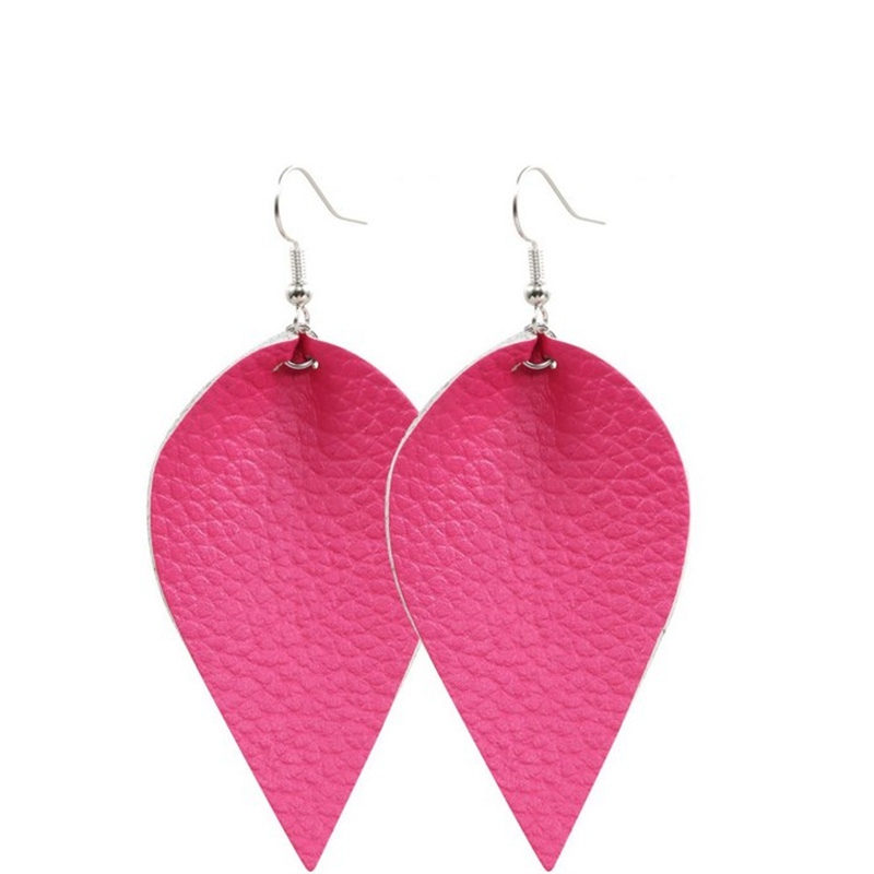 Handmade Leather Earrings Boho Leaf Teardrop Dangle Ear Stud Jewelry Women - 图片 4