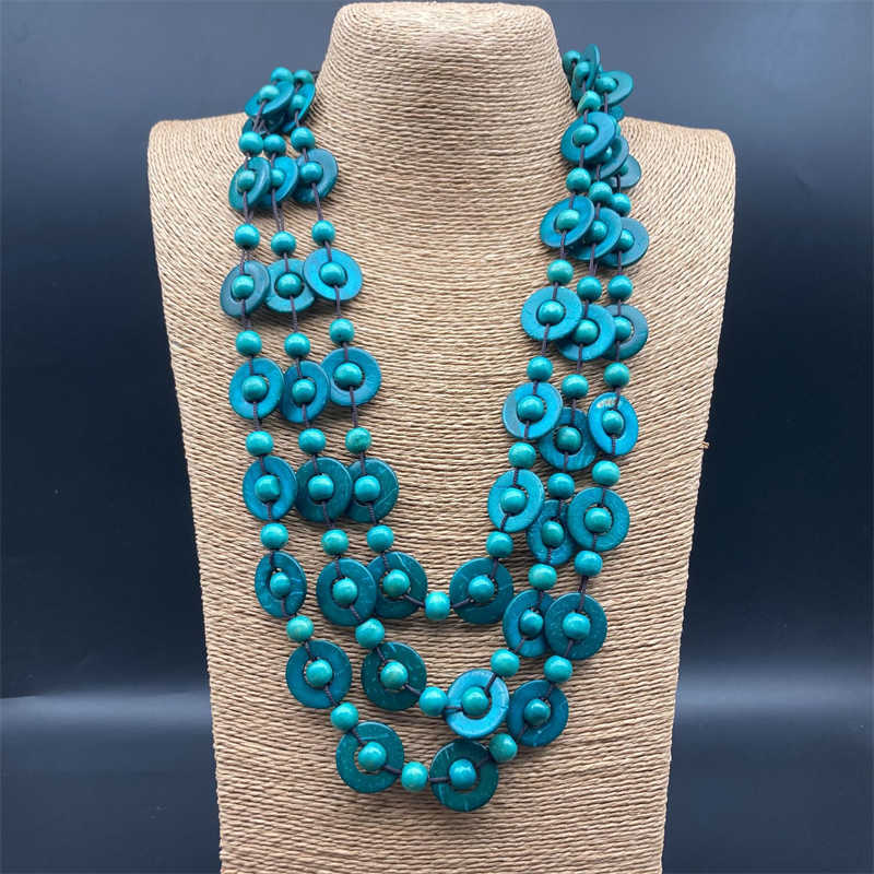 Wooden Three-Layer Beaded Necklace Bohemian Style Necklace Sweater Chain Necklace - 图片 9