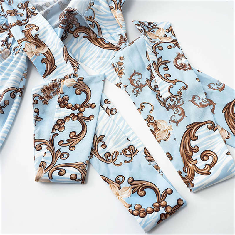 Women's Clothing Printing Long Sleeve Shorts V-neck Jumpsuit Fashion - Image 28