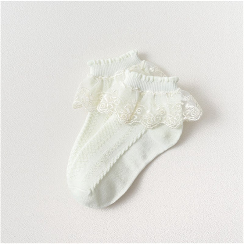 Children's Lace Socks Girls' Cotton Socks Spring and Autumn Thin Summer Japanese Lace Princess Short Socks Baby White Dance - 图片 11