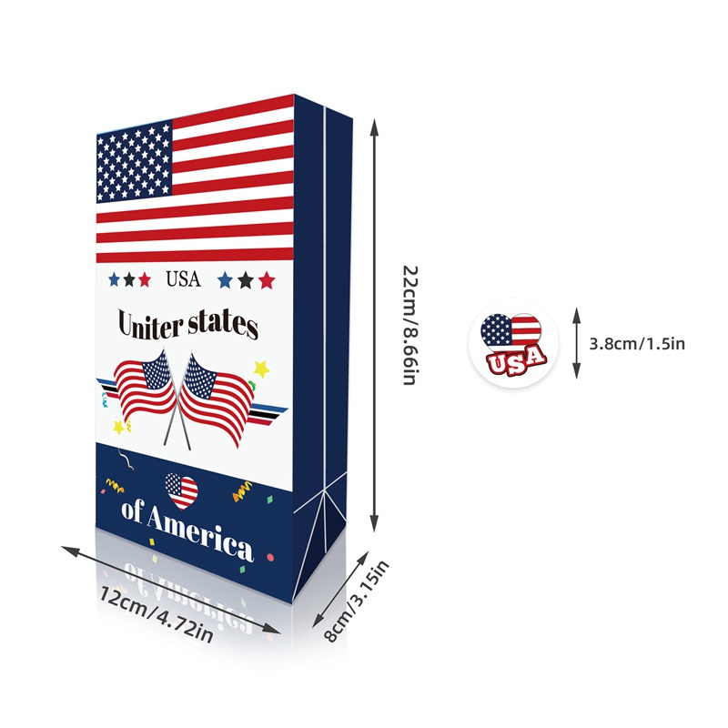 Lb225 Amazon American Independence Day Flag Celebration Party Gift Candy Flat Bottom Kraft Paper Bag - 图片 9