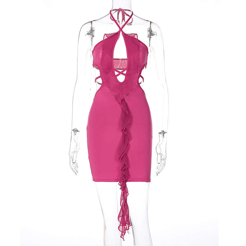 Women's Clothing Fashion Sleeveless Sexy Hollow Out Wooden Ear Backless Hip Skirt - 图片 9