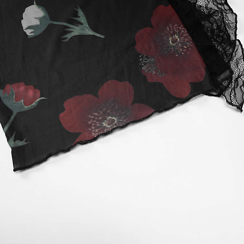 Women's Clothing Summer Fashion Printed Lace Stitching Wrapped Chest Backless Slit Dress - Image 11