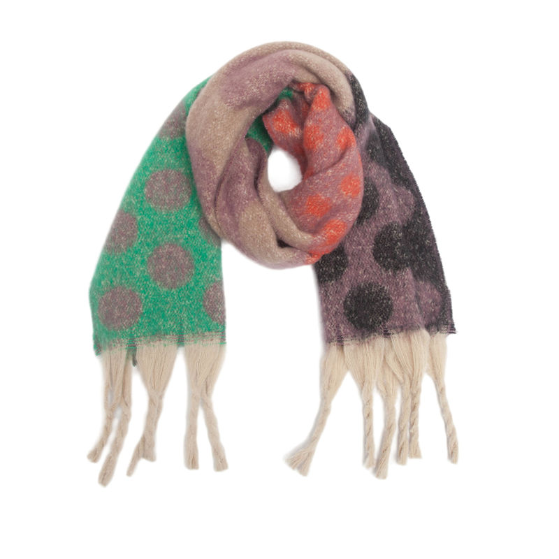 Autumn and Winter Thickened Scarf Circle Yarn Thick Tassel Jacquard Big Circle Scarf Shawl - 图片 12