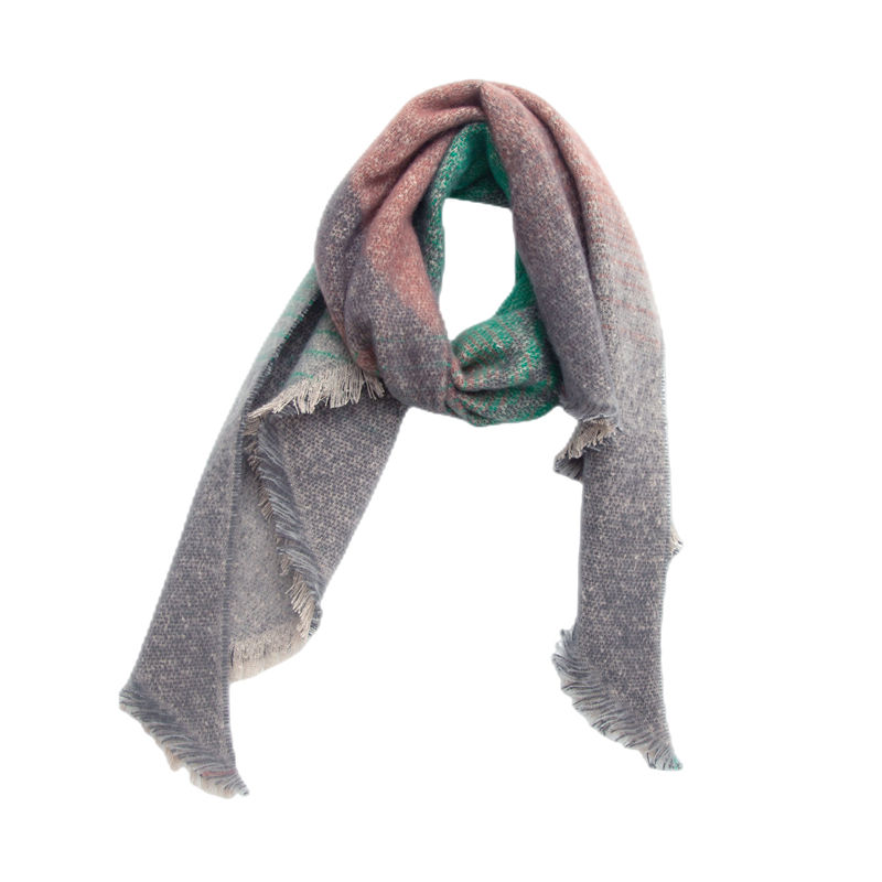 Women's Shawl Autumn and Winter Thickened Circle Yarn Striped Bevel Scarf Keep Warm - 图片 12