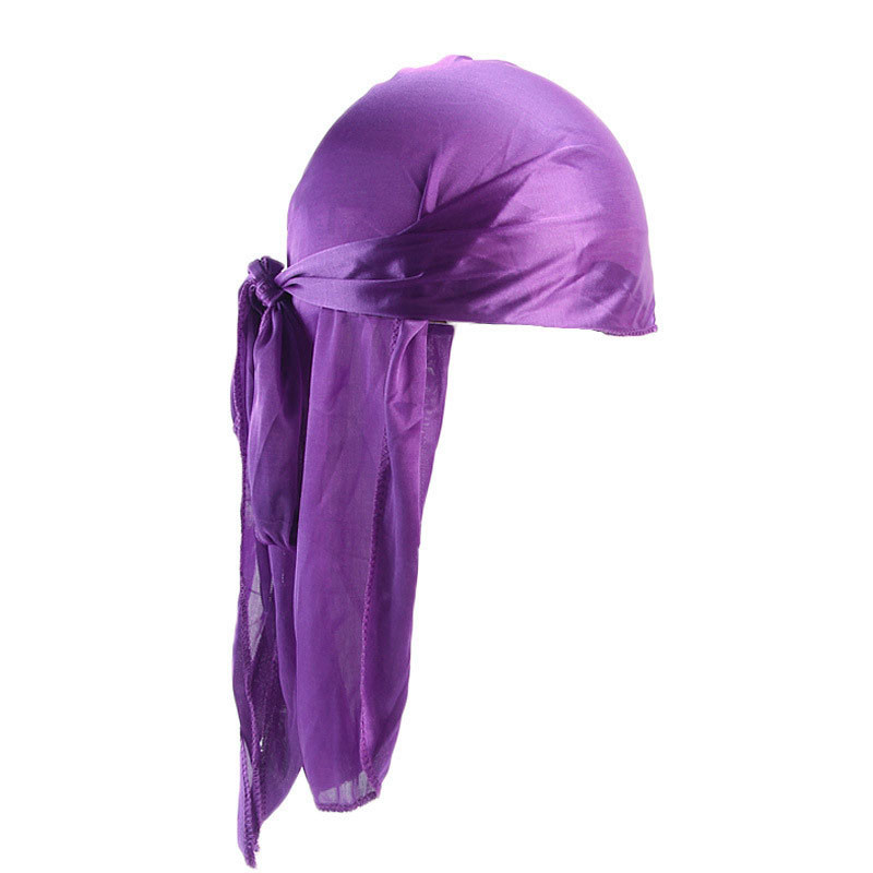Men's and Women's Silk-like Long Tail Turban Hat Pirate Hat Silky Durag Hair Cap - 图片 17